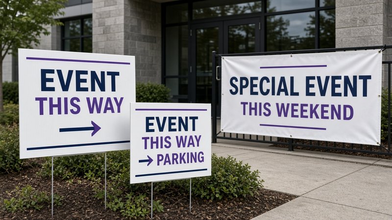 Event signs set up and ready for guests